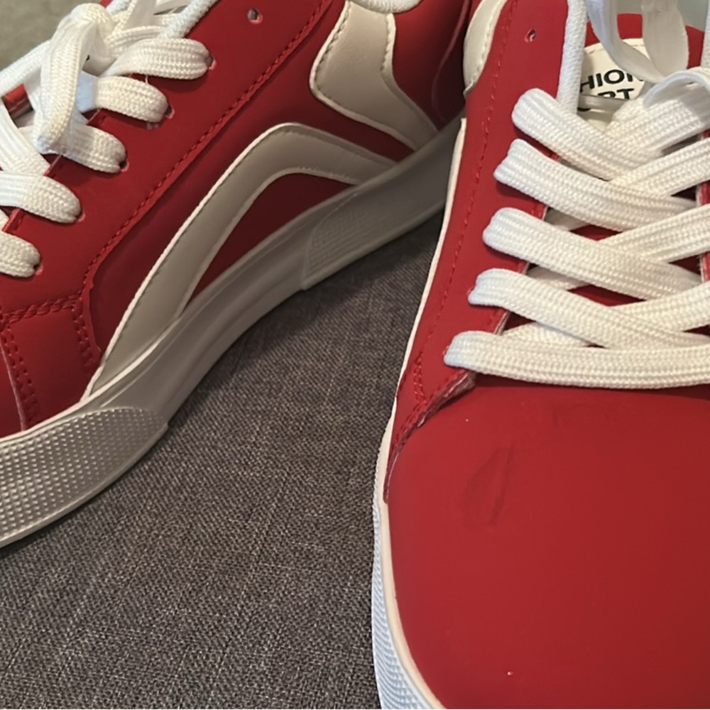 Red and White Sneakers